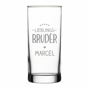 Personalisiertes Longdrink-Glas Lieblings-Bruder mit Namen Saftglas mit Gravur für den Bruder liebe Geschenkidee für Männer Bild 2