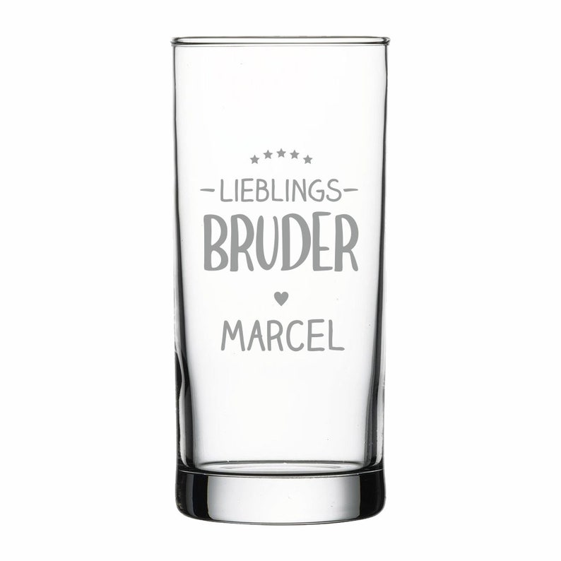 Personalized long drink glass favorite brother with names Juice glass with engraving for the brother dear gift idea for men image 2