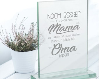 Edler Glaspokal "Noch besser als Dich zur Mama/zum Papa zu haben ist dass meine Kinder dich als Oma/Opa haben" Geschenk Muttertag & Vatertag