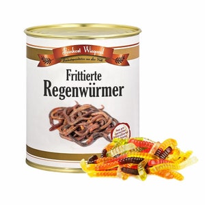 Frittierte Regenwürmer aus der Dose Fruchtgummi Süßigkeiten lustige Geschenke Spaßgeschenk 57,08 EUR/kg Bild 5