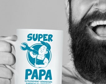 Weiße Tasse "Super Papa"