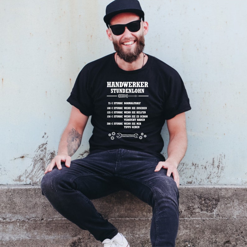 Herren T-Shirt Handwerker Stundenlohn Geschenkidee zum Geburtstag für ihn Shirt mit lustigem Spruch Männer Geschenk zu Weihnachten Bild 6