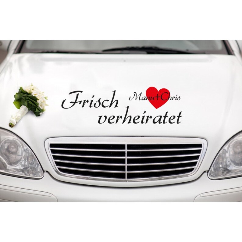 Autoaufkleber Hochzeit frisch verheiratet 40x12cm Bild 1