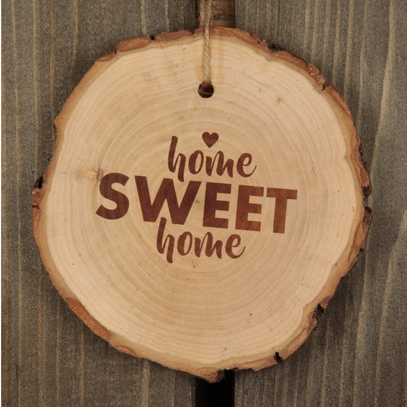 Rebanada de árbol Home Sweet Home decoración del letrero de la puerta imagen 1