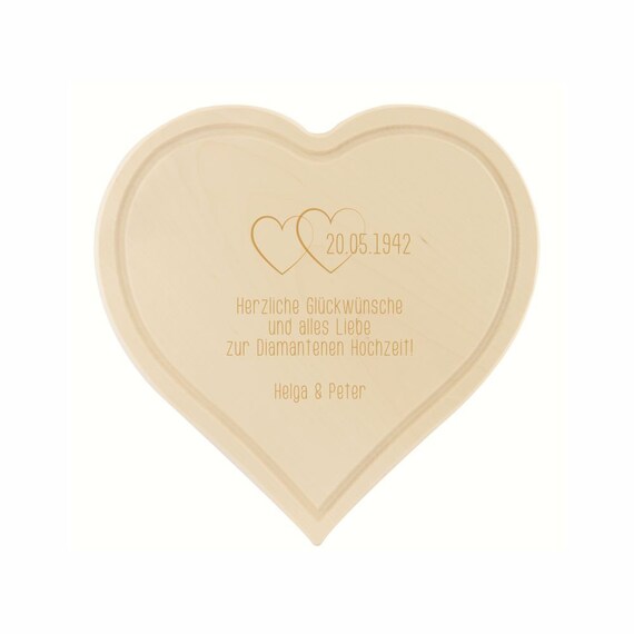Schneidebrett Herz Gravur Diamantene Hochzeit