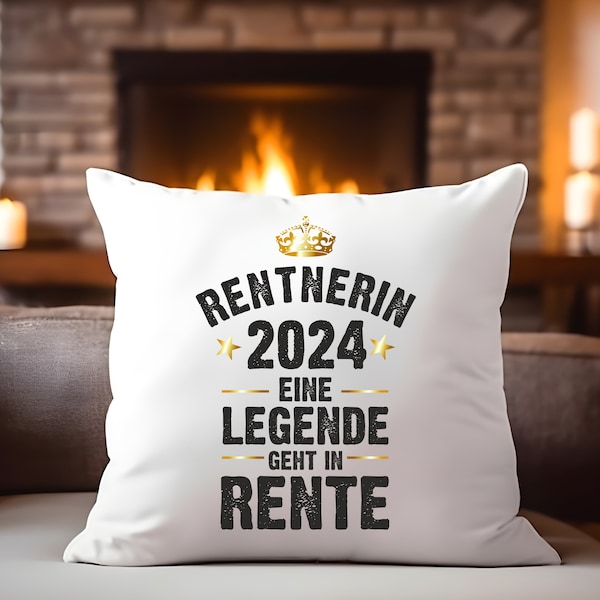 Oreiller décoratif "Retraité - une légende prend sa retraite" - oreiller décoratif pour la retraite et la retraite | Cadeau d'adieu pour les collègues