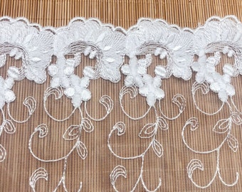 2 Yards Lace Trim Ivory Tulle Pink Heart Exquisite Embroidery Floral Wedding Bridal Veil Lace 6.69 width High Quality