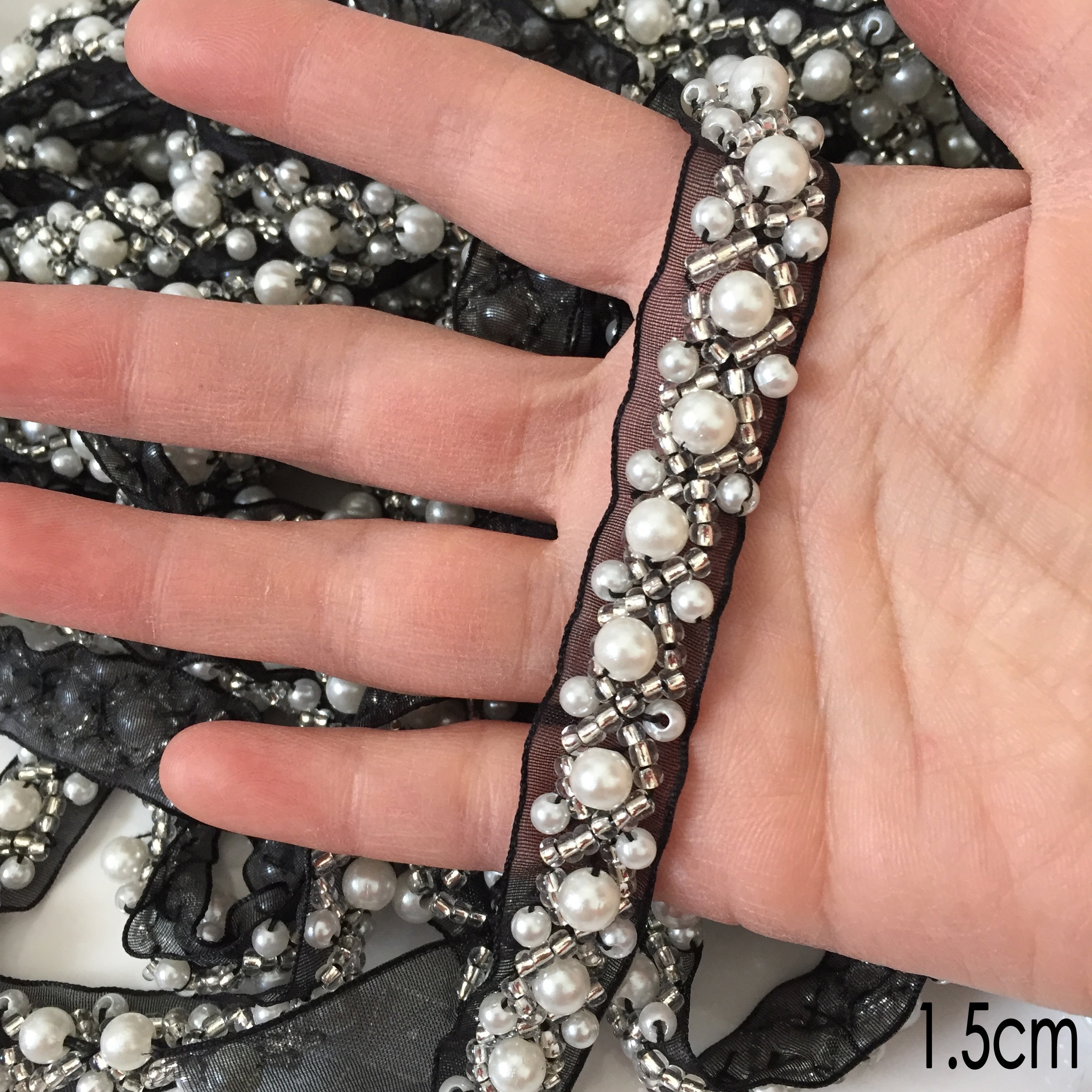 Pearl Beaded Trim Ribbon Chain for Bridal Sash Diamante Etsy UK