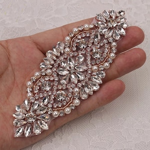 Beaded Rhinestone Diamante Applique D25