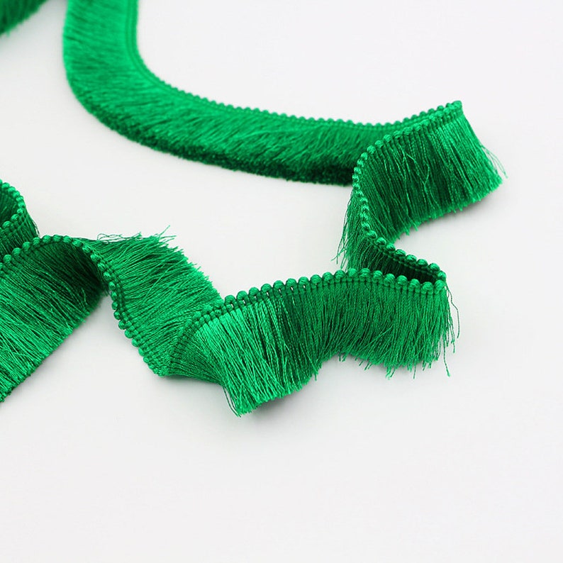 THICK SILKY Brush Fringe Tassel Trim Craft Upholstery Retro Tape Lace PART 4 31. peacock green
