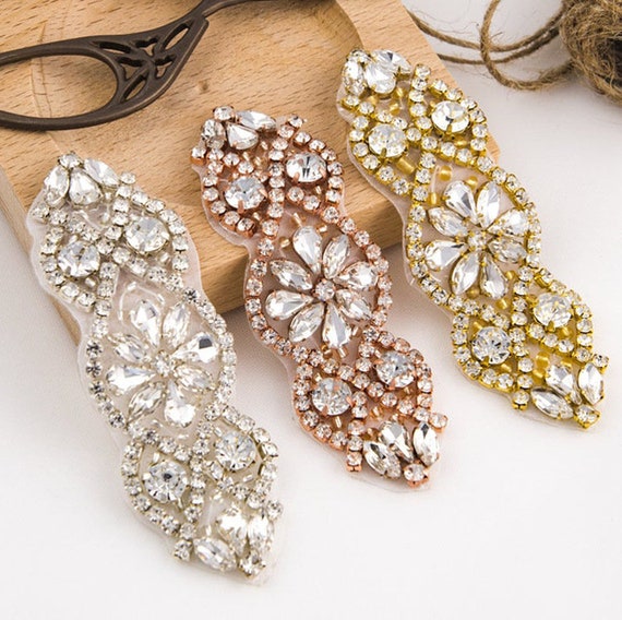 Beaded Rhinestone Diamante Applique Headband Bridal Waist Belt | Etsy
