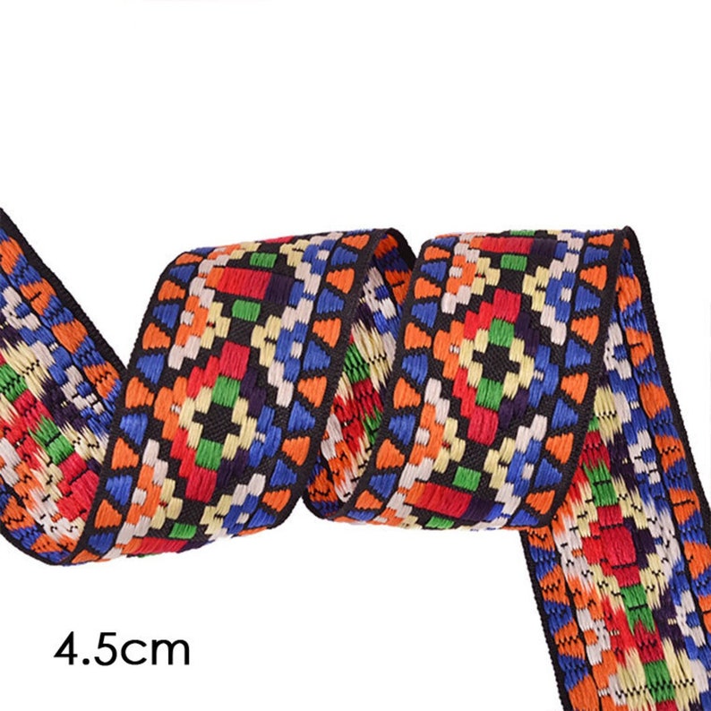 4-5CM Geo Jacquard Trim Ribbon Craft Sewing Retro Boho Ethnic Scandi Embroidery Design 5