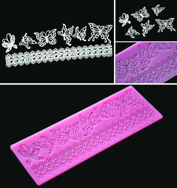 Lot 5 Tapis Dentelle Silicone Gaufrage – Moules Fondant Fleur Sucrage Décoration Gâteau Mariage