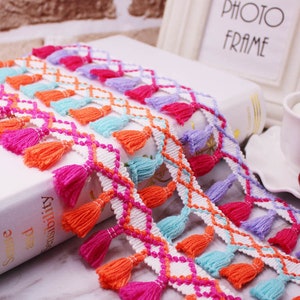 Colour Block Tassel Fringe Trim Ribbon Upholstery Sewing Craft