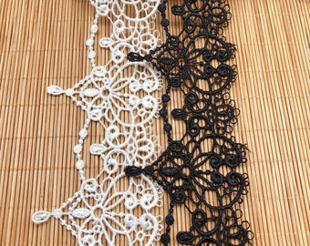 Gothic Hearts Art Deco Fine Embroidered LACE TRIM Sewing Ribbon Craft Dress C2