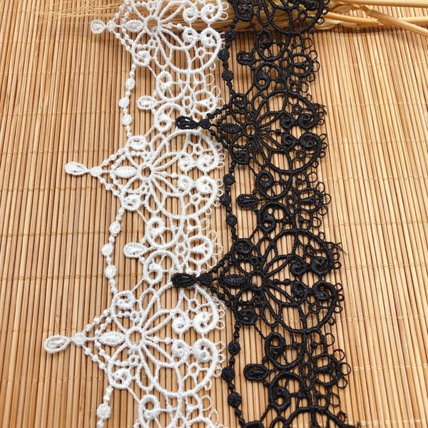 Gothic Hearts Art Deco Fine Embroidered LACE TRIM Sewing Ribbon Craft Dress C2