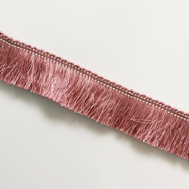 THICK SILKY Brush Fringe Tassel Trim Craft Upholstery Retro Tape Lace PART 4 49. mauve pink