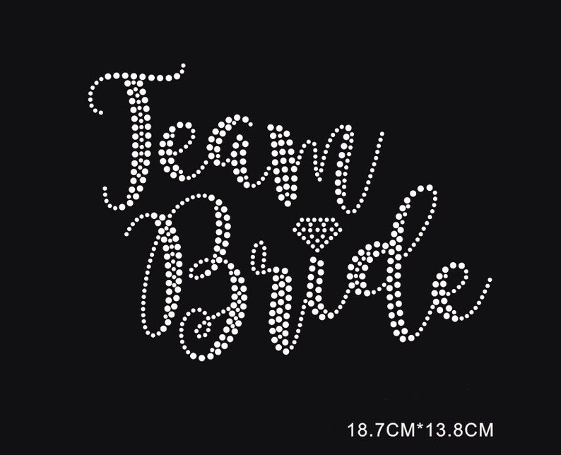 BRIDE iron on transfer white Rhinestone Crystal Wedding motif T shirt