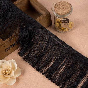 Black Tassel Fringe Trim in 6cm 8cm 10cm Width For Sewing Edging Craft Lampshade Dress Making