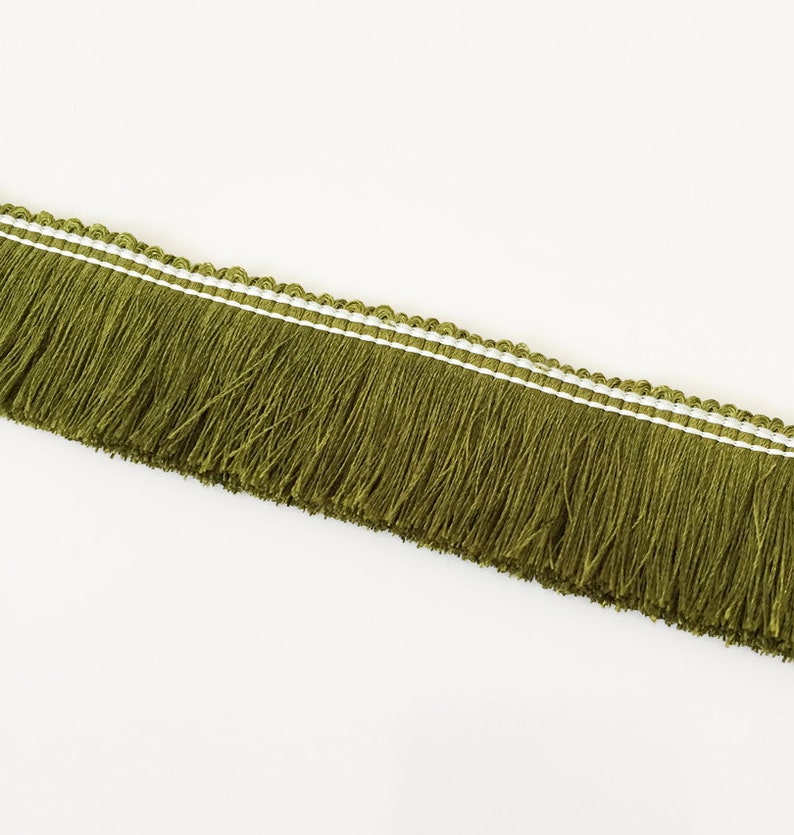 THICK SILKY Brush Fringe Tassel Trim Craft Upholstery Retro Tape Lace PART 4 30. olive