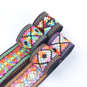 4-5CM Geo Jacquard Trim Ribbon Craft Sewing Retro Boho Ethnic Scandi Embroidery image 2