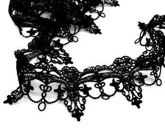 Gothic Art Deco Fine Delicate Embroidered LACE TRIM Sewing Ribbon Craft Dress C3