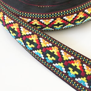 4-5CM Geo Jacquard Trim Ribbon Craft Sewing Retro Boho Ethnic Scandi Embroidery image 8