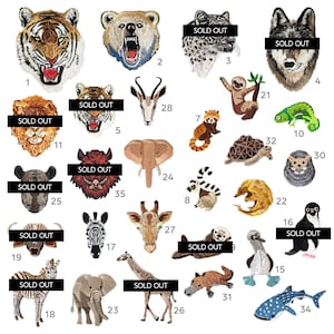 Strykmärke för vilda djur: Tiger, Björn, Lejon, Varg och mer