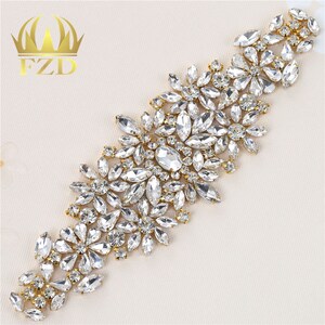 Crystal Rhinestone Diamante Beaded Applique Headband Bridal Waist Belt Wedding Dress D10 image 4