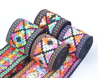4-5CM Geo Jacquard Trim Ribbon Craft Sewing Retro Boho Ethnic Scandi Embroidery