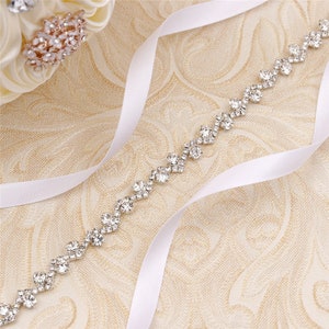 Rhinestone Diamante Wavy Chain Trim Beaded Applique For Wedding Dress Dancer Bridal Belt Bridal Garter