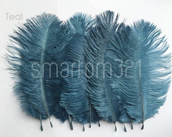 10x 5"-7" Blue Colours Ostrich Feathers Wedding Costume Party Craft Fascinator Cake Hat Confetti