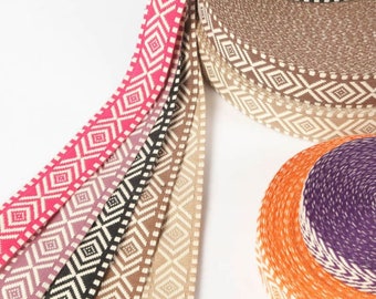 Double Sided Ethnic Jacquard Boho 4cm Width Trim Ribbon Braid Craft Sewing Hat Embroidered Belt Geo