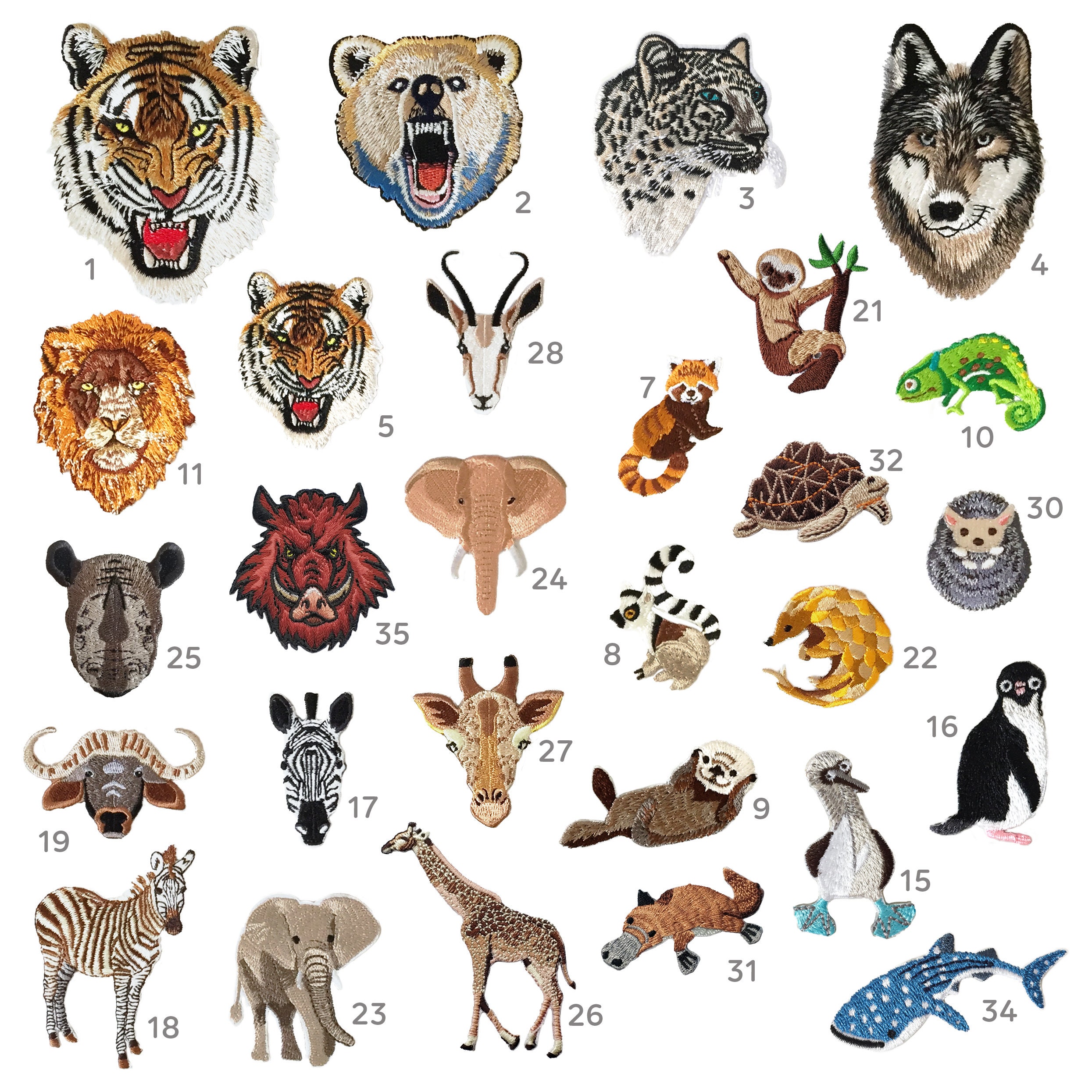 PAGOW 20PCS Animals Embroidered Patches, Zoo Animals Iron on