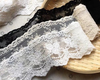 Elegant & Intricate Mesh Lace Floral Trim for Sewing Craft Bridal Veil Home Deco