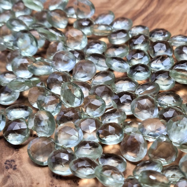 Hand Carved Prasiolite Faceted Heart Beads / Natural Green Amethyst Crystal Briolette Beads / Authentic High Quality Amethyst Pendant