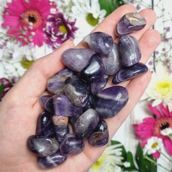 10 x Dark Amethyst Tumblestones - Wholesale Amethyst Tumble Stone Crystals - Healing Stones - Healing Crystals - Bulk Tumbled Crystals