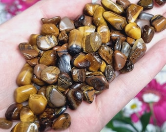 10 x Mini Tigers Eye Tumblestone Chips - Brown Tigers Eye - Natural Crystal Chips - Strength, Protection, Courage