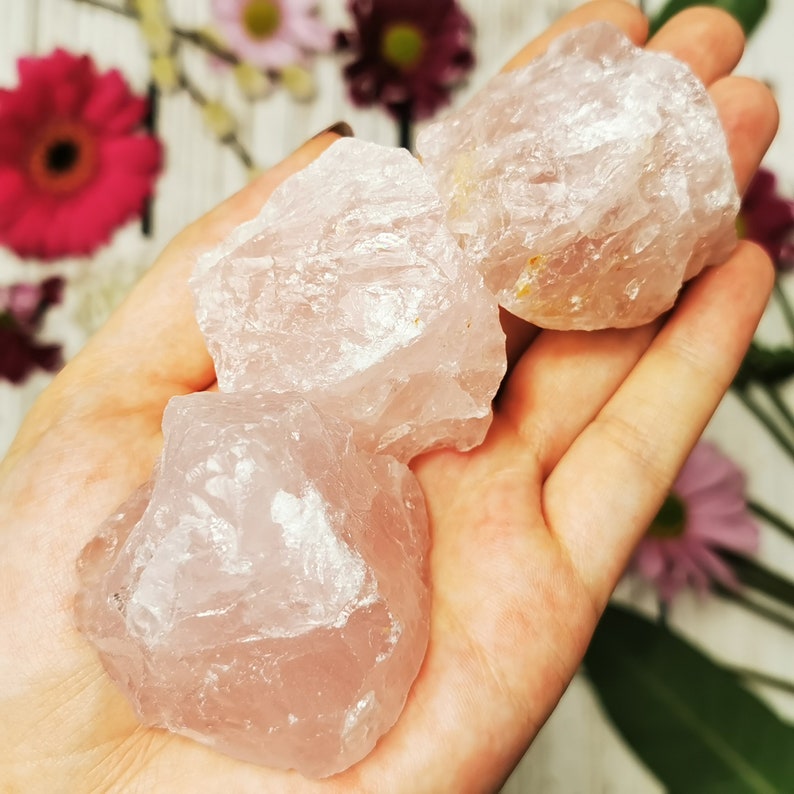 Raw Rose Quartz Chunks Rough Rose Quartz Natural Rose Etsy