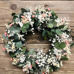 fresh eucalyptus wreath gypsophila Ruscus Glixia spring wreath fresh door wreath communion wreath Mother's Day gift wedding wreath