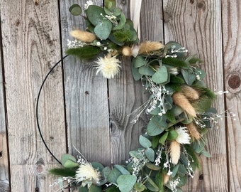 fresh eucalyptus wreath Lagurus green Broom Bloom spring wreath fresh door wreath communion wreath communion hoop