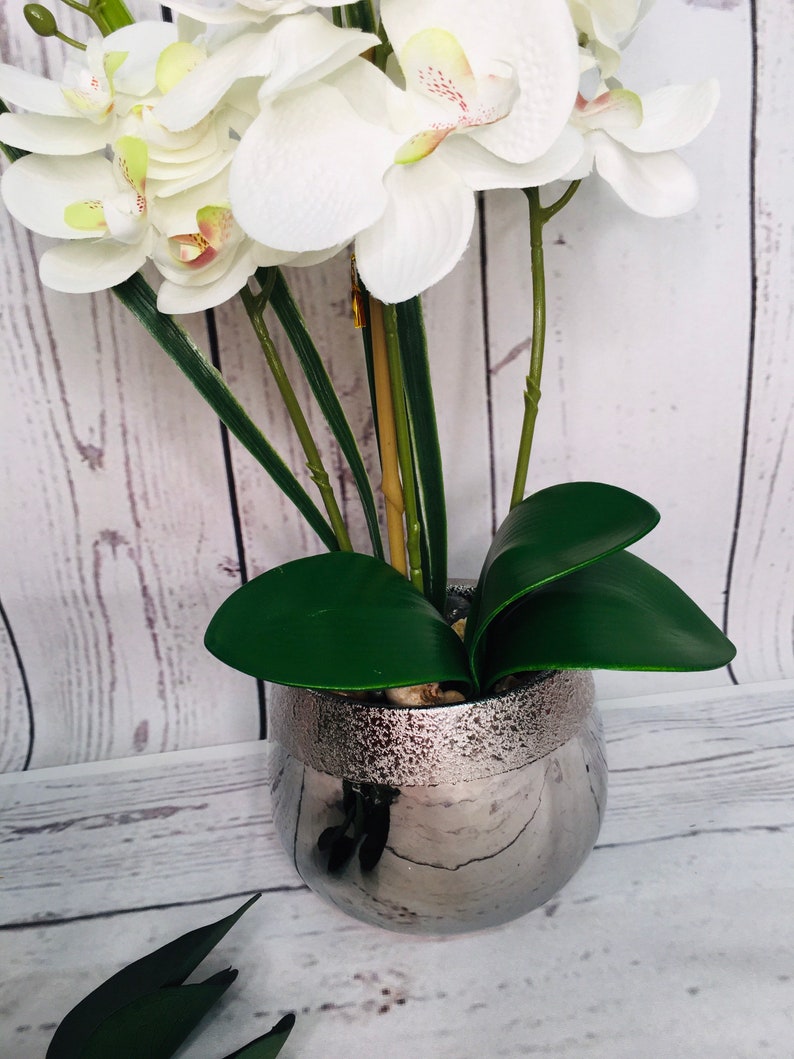 Orchideen Weiß Kunstblumen Muttertagsgeschenk Bild 3