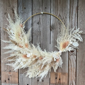 Dried flower hoop, wreath/ring | Bohemian | Nature | Cream | white | Ring door wreath