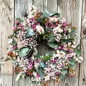 fresh eucalyptus wreath spring wreath door wreath communion wreath Mother's Day gift wedding wreath colorful spring wreath pink white