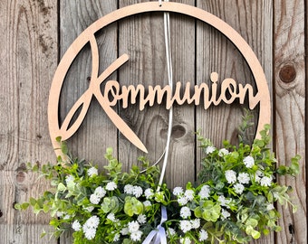 Door wreath ring/wreath, decoration | communion loop boho gypsophila eucalyptus artificial