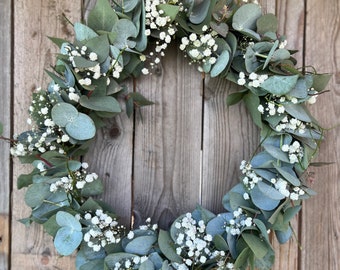 Autumn wreath fresh eucalyptus wreath gypsophila spring wreath door wreath communion wreath wedding wreath Mother's Day gift