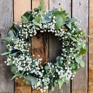 fresh eucalyptus wreath gypsophila spring wreath fresh door wreath communion wreath wedding wreath mother's day gift