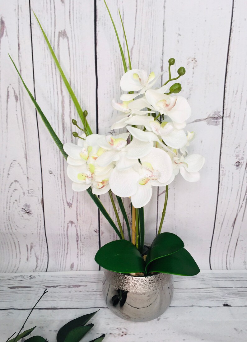 Orchideen Weiß Kunstblumen Muttertagsgeschenk Bild 1