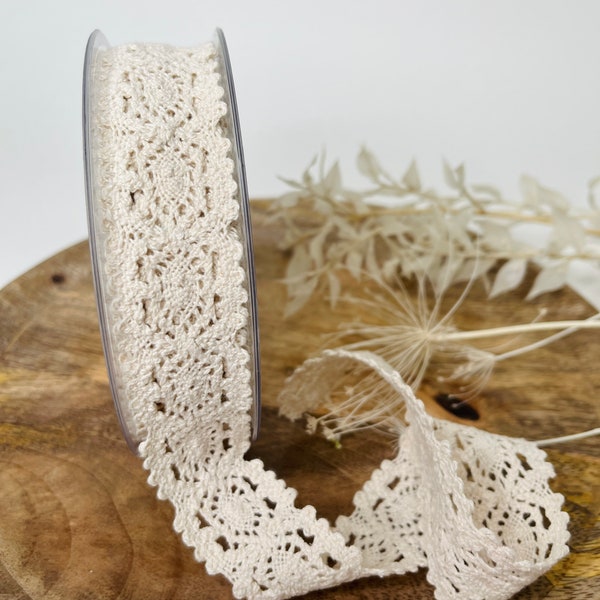 Ruban décoratif ruban fleuriste blanc bordure dentelle élastique crème