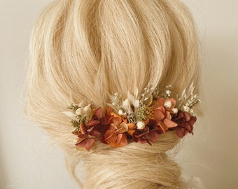 SANGRIA TERRACOTTA Dried Pinup Hair Flower Crown l Boho Rustic Wedding Bridal Hair Clips l Bridesmaid Floral Clip l Country Festive l Bride